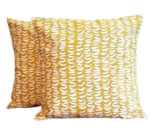 Cushion Cover Yellow Mustard White Design 10" 12" 14" 16" 17" 18" 20" 22" 24" 26" Handmade 100% Cotton - CushionCoverAndDecor