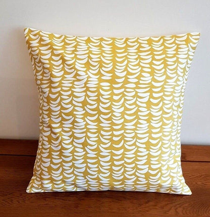 Cushion Cover Yellow Mustard White Design 10" 12" 14" 16" 17" 18" 20" 22" 24" 26" Handmade 100% Cotton - CushionCoverAndDecor