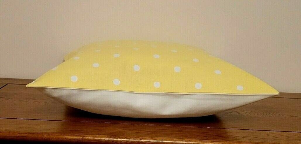 Cushion Cover Yellow White Polka Dot Spotty Design , Easter Cushion cover 10" 12" 14" 16" 17" 18" 20" 22" 24" 26" Handmade 100% Cotton - CushionCoverAndDecor