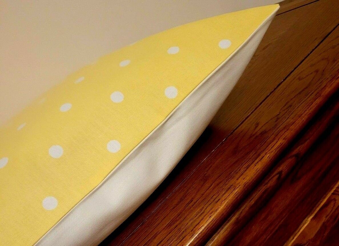 Cushion Cover Yellow White Polka Dot Spotty Design , Easter Cushion cover 10" 12" 14" 16" 17" 18" 20" 22" 24" 26" Handmade 100% Cotton - CushionCoverAndDecor