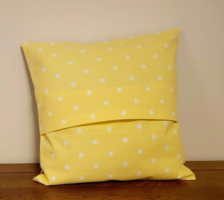 Cushion Cover Yellow White Polka Dot Spotty Design , Easter Cushion cover 10" 12" 14" 16" 17" 18" 20" 22" 24" 26" Handmade 100% Cotton - CushionCoverAndDecor