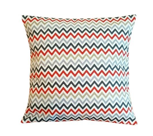 Cushion Cover Zig Zag Geometric Design , Amber Red Grey Black Pillow Cover 10" 12" 14" 16" 17" 18" 20" 22" 24" 26" Handmade 100% Cotton - CushionCoverAndDecor