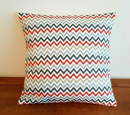 Cushion Cover Zig Zag Geometric Design , Amber Red Grey Black Pillow Cover 10" 12" 14" 16" 17" 18" 20" 22" 24" 26" Handmade 100% Cotton - CushionCoverAndDecor