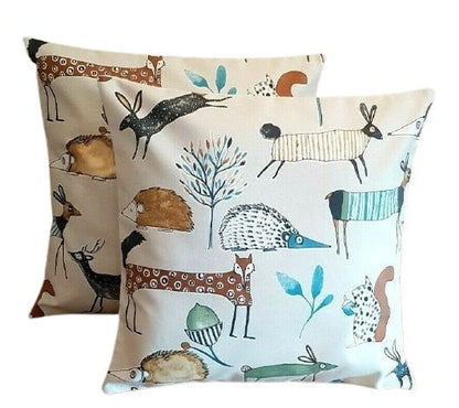 Cushion Pillow Cover Beige "Oh My Deer Colonial " Design ,Decorative Cushion , Throw Pillow , 10" 12 " 14" 16" 17" 18" 20" 22" 24" 26" - CushionCoverAndDecor