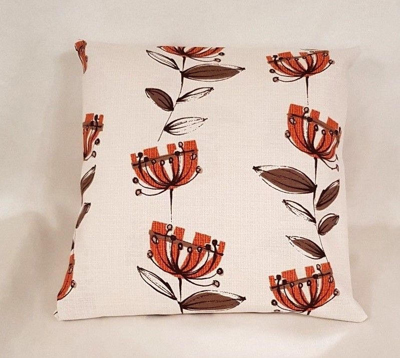 Cushion Pillow Cover Belfield Kristen Floral Orange Design 10" 12 " 14" 16" 17" 18" 20" 22" 24" 26" Handmade 100% Cotton - CushionCoverAndDecor