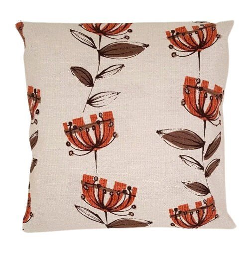 Cushion Pillow Cover Belfield Kristen Floral Orange Design 10" 12 " 14" 16" 17" 18" 20" 22" 24" 26" Handmade 100% Cotton - CushionCoverAndDecor