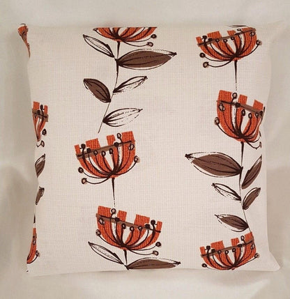 Cushion Pillow Cover Belfield Kristen Floral Orange Design 10" 12 " 14" 16" 17" 18" 20" 22" 24" 26" Handmade 100% Cotton - CushionCoverAndDecor