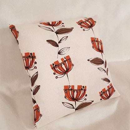 Cushion Pillow Cover Belfield Kristen Floral Orange Design 10" 12 " 14" 16" 17" 18" 20" 22" 24" 26" Handmade 100% Cotton - CushionCoverAndDecor