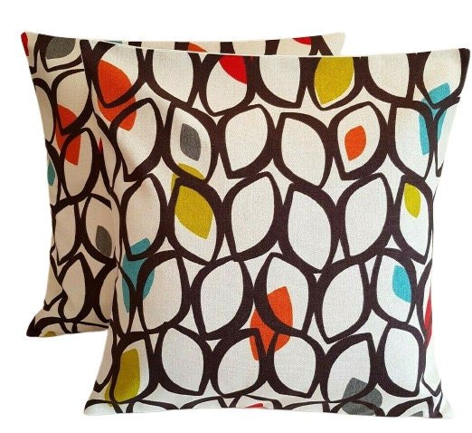 Cushion Pillow Cover Cedar Cinnamon Red Geometric Design 10" 12" 14" 16" 17" 18" 20" 22" 24" 26" Throw Pillow , Pillowcase, 100% Cotton - CushionCoverAndDecor