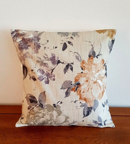 Cushion Pillow Cover Floral Brown Beige Design 10" 12" 14" 16" 17" 18" 20" 22" 24" 26" Handmade 100% Cotton - CushionCoverAndDecor