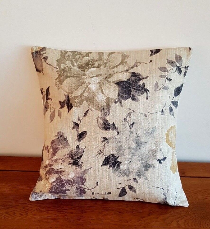 Cushion Pillow Cover Floral Brown Beige Design 10" 12" 14" 16" 17" 18" 20" 22" 24" 26" Handmade 100% Cotton - CushionCoverAndDecor