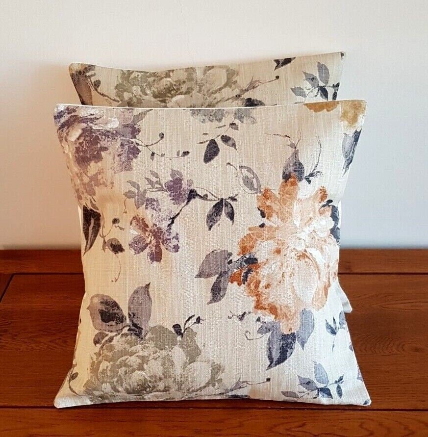 Cushion Pillow Cover Floral Brown Beige Design 10" 12" 14" 16" 17" 18" 20" 22" 24" 26" Handmade 100% Cotton - CushionCoverAndDecor