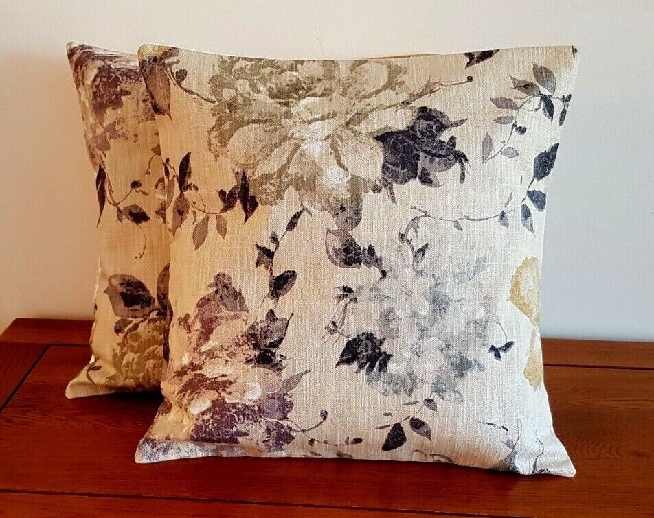 Cushion Pillow Cover Floral Brown Beige Design 10" 12" 14" 16" 17" 18" 20" 22" 24" 26" Handmade 100% Cotton - CushionCoverAndDecor