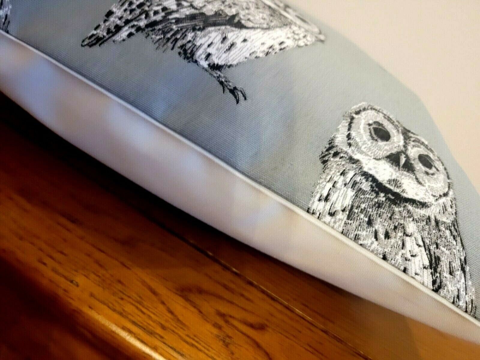 Cushion Pillow Cover Grey Owl Flint Birds Design 12 " 14" 16" 17" 18" 20" 22" 24" 26" Handmade 100% Cotton - CushionCoverAndDecor