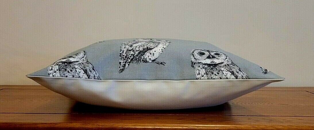 Cushion Pillow Cover Grey Owl Flint Birds Design 12 " 14" 16" 17" 18" 20" 22" 24" 26" Handmade 100% Cotton - CushionCoverAndDecor