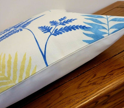 Cushion Pillow Cover Lagoon Fern Blue Lime Green Leaf Design 10" 12" 14" 16" 17" 18" 20" 22" 24" Prestigious Textiles Handmade 100% Cotton - CushionCoverAndDecor