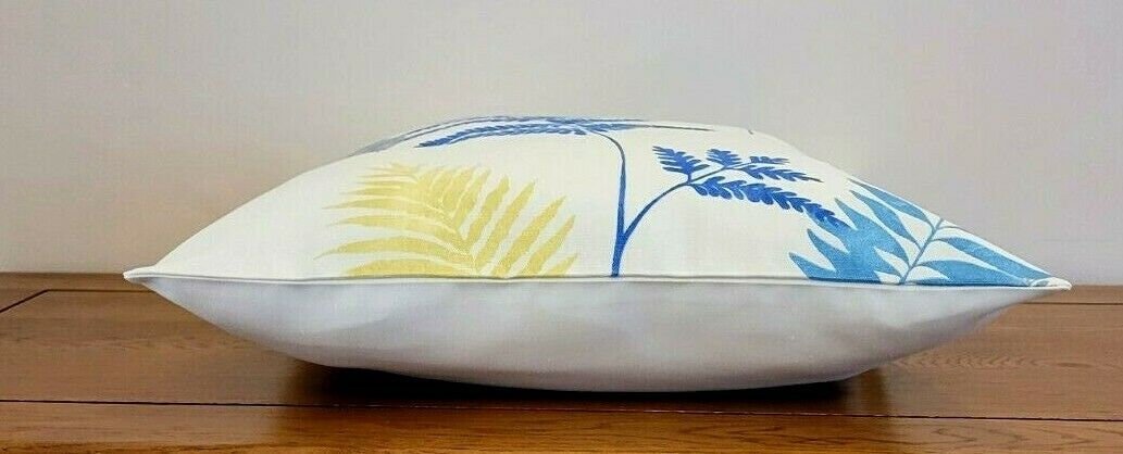 Cushion Pillow Cover Lagoon Fern Blue Lime Green Leaf Design 10" 12" 14" 16" 17" 18" 20" 22" 24" Prestigious Textiles Handmade 100% Cotton - CushionCoverAndDecor