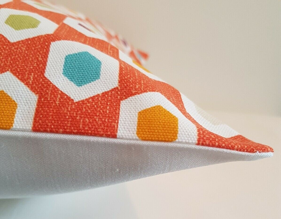 Cushion Pillow Cover Mango Orange Geometric Design 10" 12" 14" 16" 17" 18" 20" 22" 24" 26" Prestigious Textiles Baxia 100% Cotton Handmade - CushionCoverAndDecor