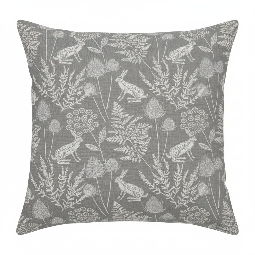 Kielder Hare Dove Grey Cushion Cover