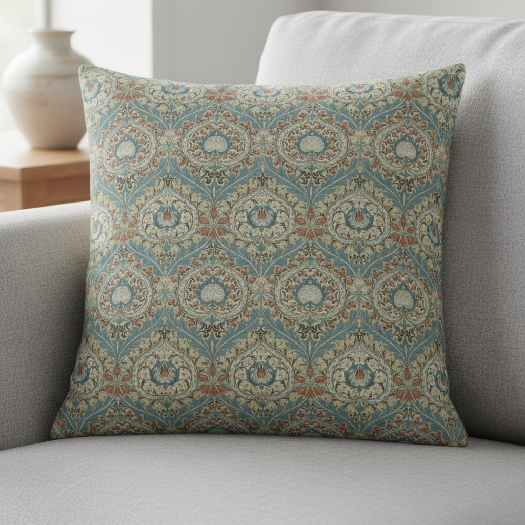 William Morris Eden Floral Azure Blue Cushion Cover