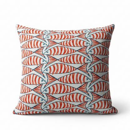 Kissenbezug „Cornish Sardines“, Kissenbezug „Seaside Fish“ (maritim), Kissenbezug „Natürlich“, marineblau-indigoblauer Fisch, Größen: 14", 16", 17", 18", 20", 22", 24", 26"