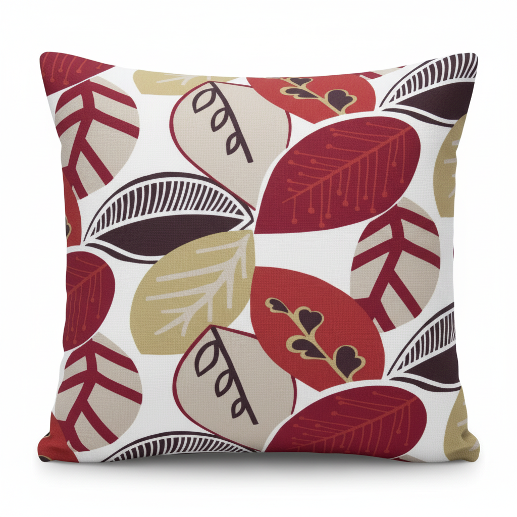 Malena Summer Leaf Leaves Red Cushion Cover