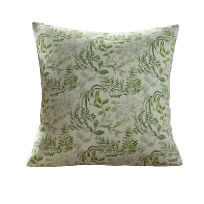 Elegant Green Botanical Leaf Floral Cushion Cover