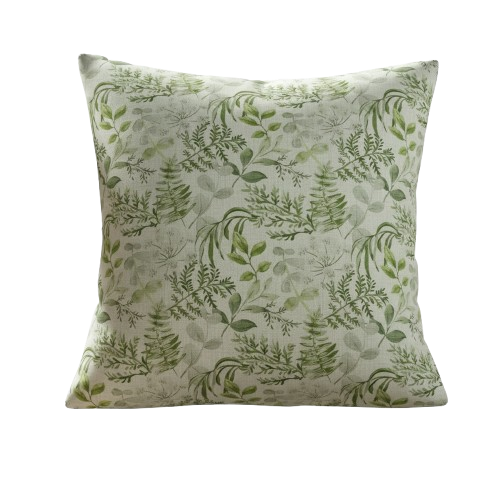 Elegant Green Botanical Leaf Floral Cushion Cover