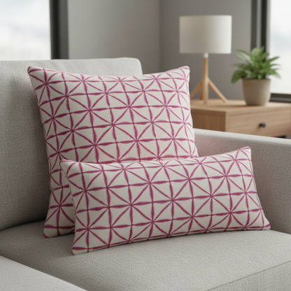 Nussa Pink Raspberry Abstract Geometric Cushion Cover