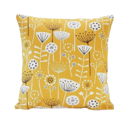 Scandi Floral Bergen Ochre Yellow Cushion Cover