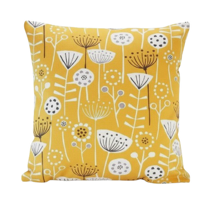 Scandi Floral Bergen Ochre Yellow Cushion Cover