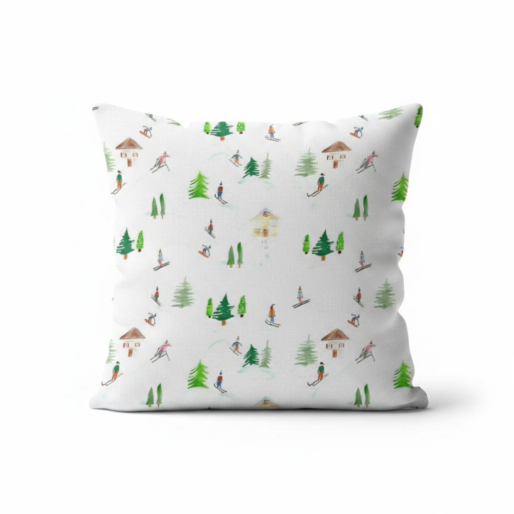 Apres Ski Snow Skiing Cushion Cover