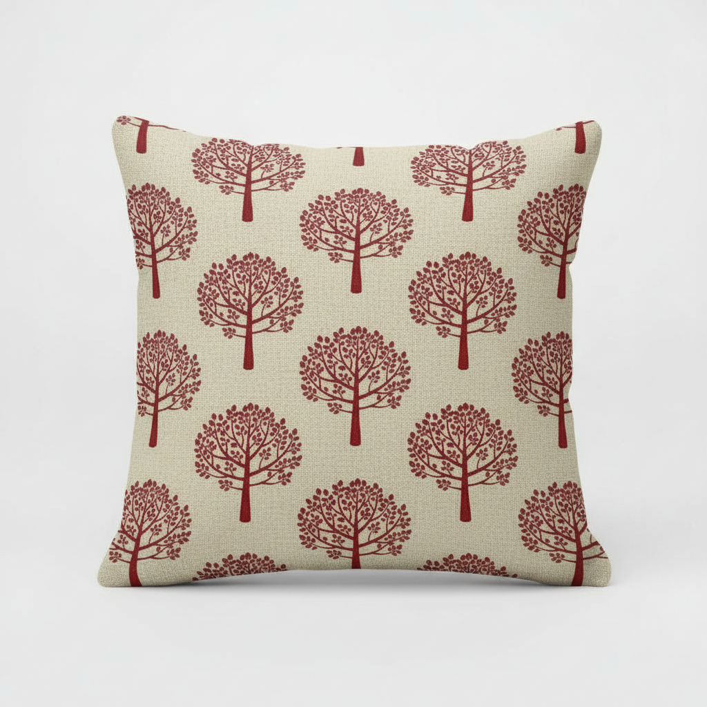 Mulberry Trees Red Cushion Cover