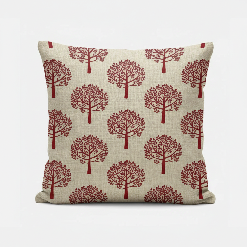 Mulberry Trees Red Cushion Cover