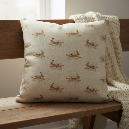 Fodera per cuscino beige Leaping Hares