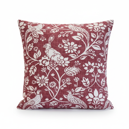 Heathland Rouge Floral Wildlife Hares Game Cushion Cover
