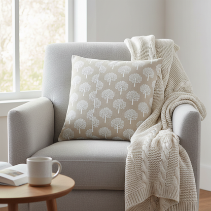 Mulberry Trees White Cushion Cover