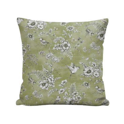 Kissenbezug „Finch Toile Yellow Buttercup Bird Floral“