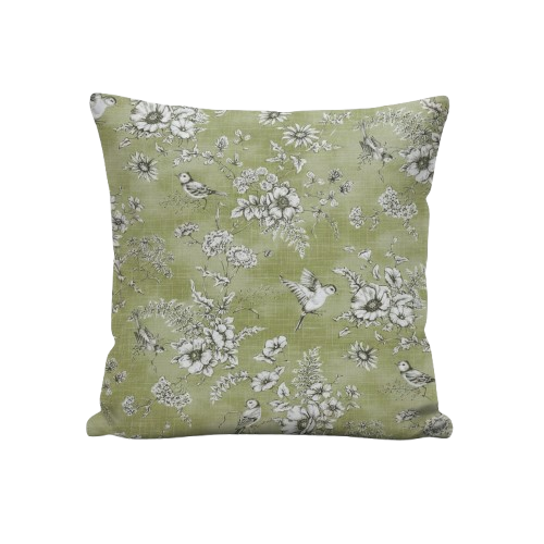 Kissenbezug „Finch Toile Yellow Buttercup Bird Floral“