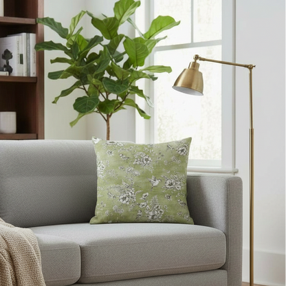 Kissenbezug „Finch Toile Yellow Buttercup Bird Floral“