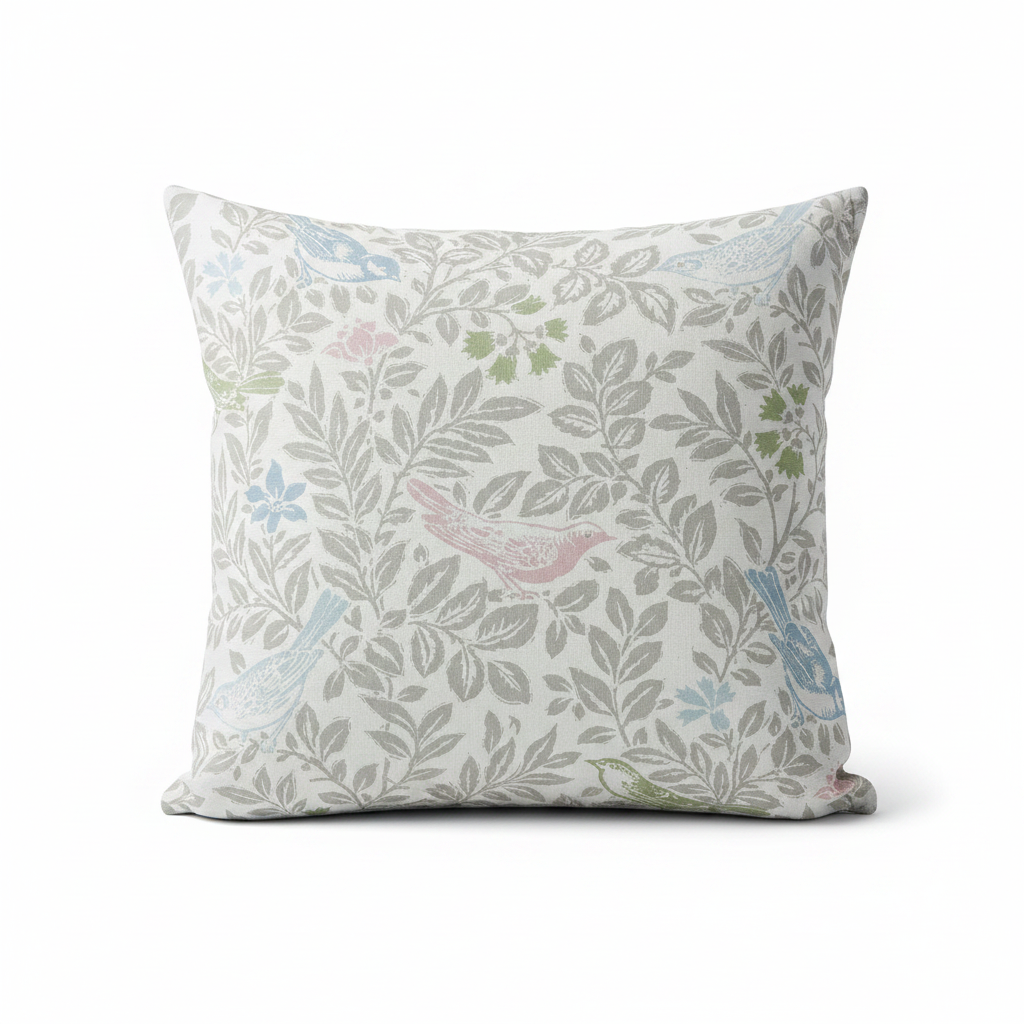 Bird Song Floral Pastel Cushion Cover