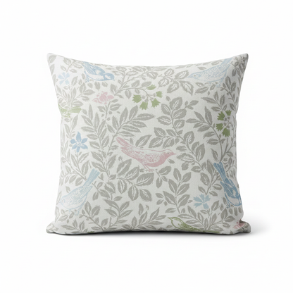 Bird Song Floral Pastel Cushion Cover