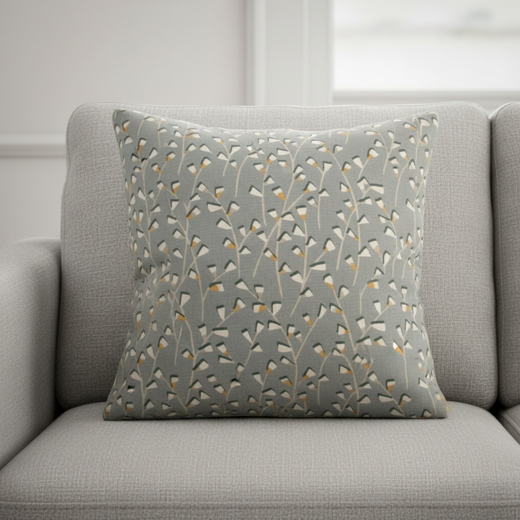 Modern Grey Floral Pattern Tenby Mineral Cushion Cover