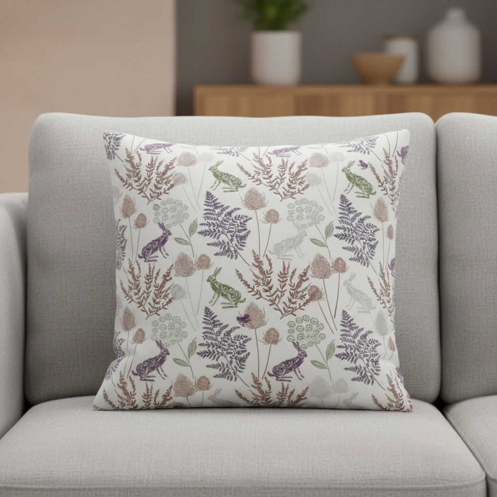 Kielder Hare Natural Cushion Cover