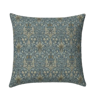 Kissenbezug mit William Morris Schlangenkopfmotiv, Denimblau