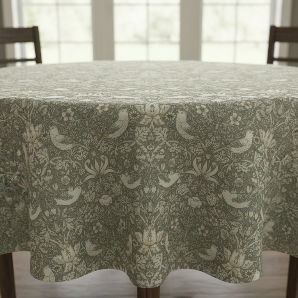 William Morris Strawberry Thief Natural Coated Tablecloth