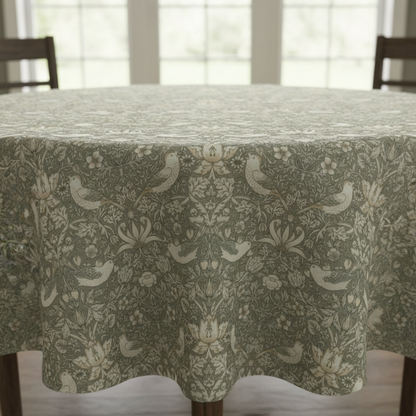 William Morris Strawberry Thief Natural Coated Tablecloth