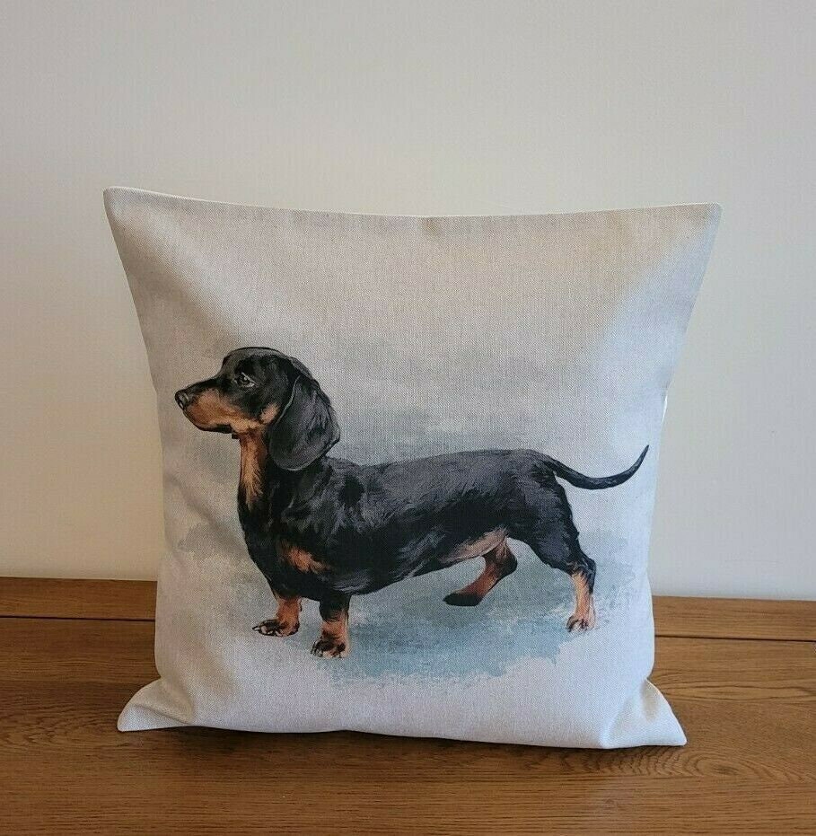 Dachshund Dog Cushion Cover , Country Creatures Animal Linen-Look Pillow Cover , Cushion Cover UK - CushionCoverAndDecor