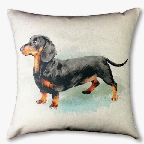 Dachshund Dog Cushion Cover , Country Creatures Animal Linen-Look Pillow Cover , Cushion Cover UK - CushionCoverAndDecor