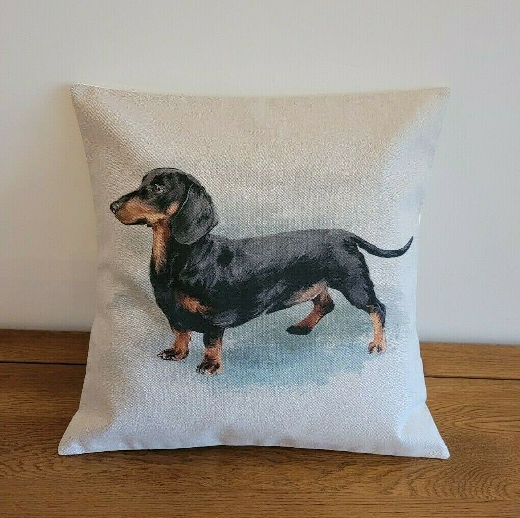 Dachshund Dog Cushion Cover , Country Creatures Animal Linen-Look Pillow Cover , Cushion Cover UK - CushionCoverAndDecor